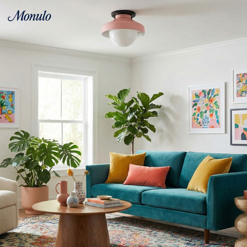 Hanton Aufputz-Deckenleuchte – Modernes minimalistisches Leuchtmittel mit Milchglas- und Metallschirm