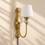 Cargar imagen en el visor de la Galería, Rowanea Fabric Shade Ceramic Plug-In Wall Sconce