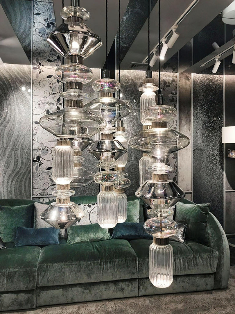 Suspension contemporaine - Fer, métal, verre, or, marron, résistante à l'humidité