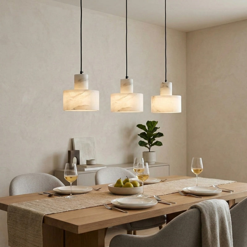 Suspension en Albâtre Cylorion – Lumière Suspendue Minimaliste Moderne pour Salle à Manger