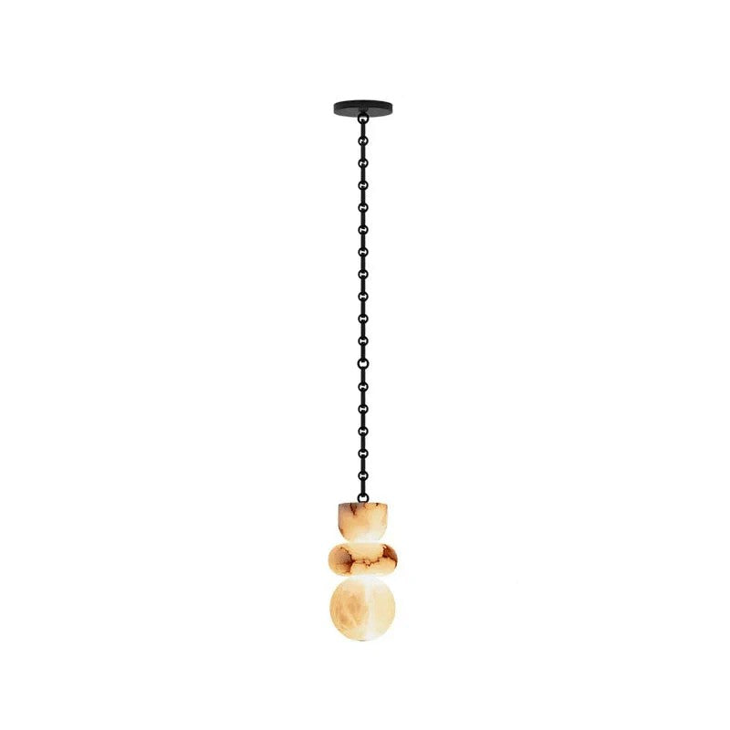 Black Metal Alabaster Chain Swag Chandelier