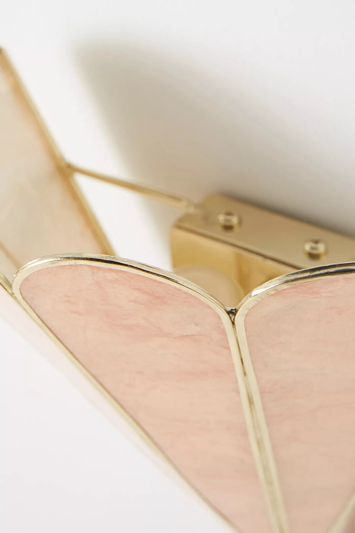 Lumica Retro Faceted Sconce - Brass Capiz Shell Wall Light for Bedroom