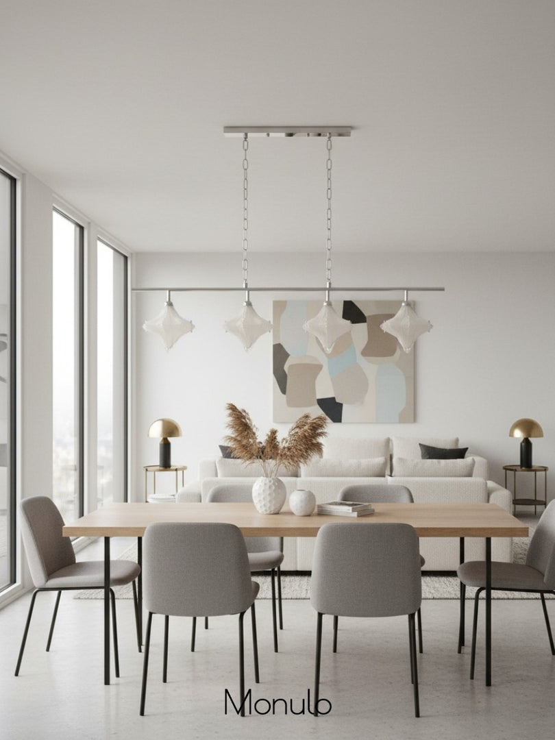 Art Deco Star Linear Pendant Light - Elegant Lighting for Kitchen Island  - Astris Cassiopeia