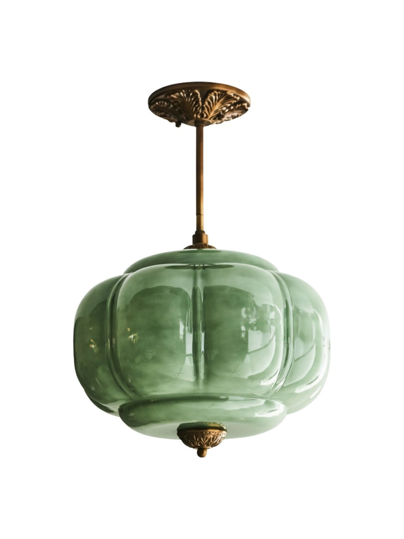 Vintage Milk Glass Semi Flush Mount Eloise Pendant Light