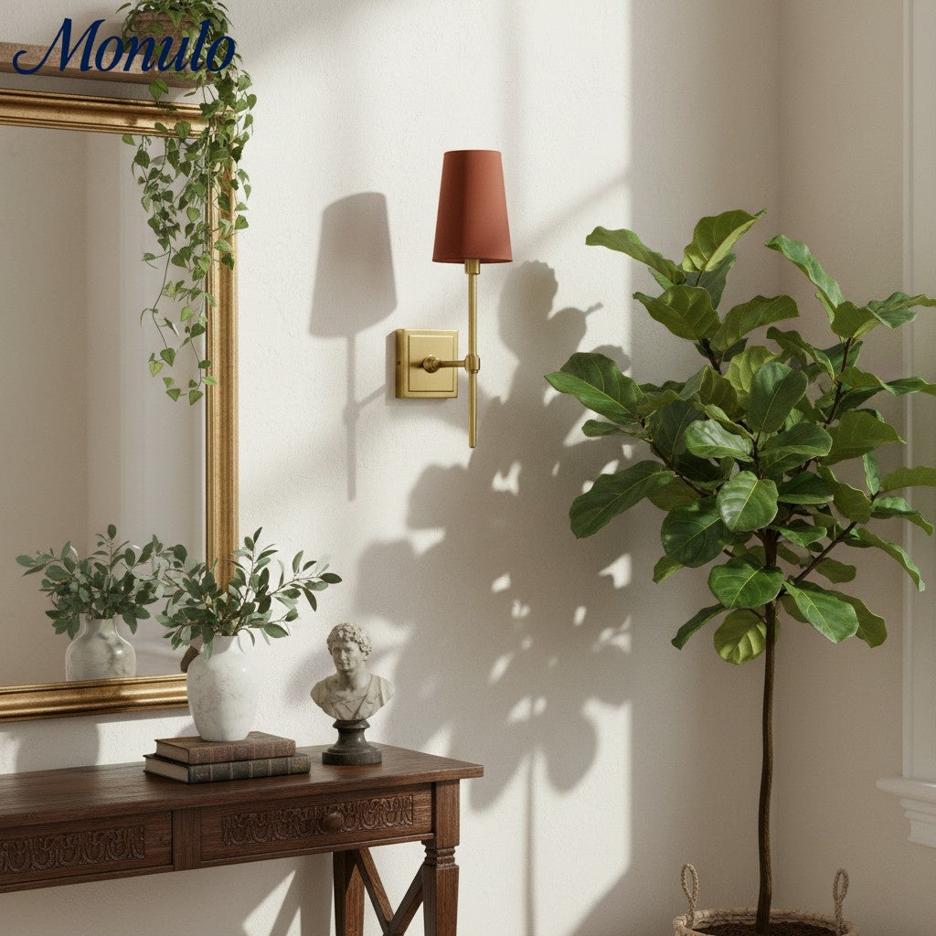 Rowan Elegant White-Linen Shade Wall Lamp – Retro Metal Wall Light for Bedroom & Hallway