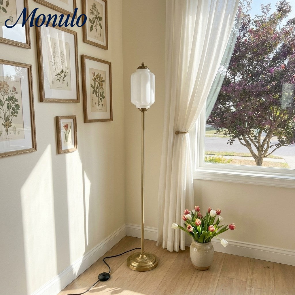 Eloise Decorative Glass Pumpkin Floor Lamp - Retro Organic Style for Living Rooms