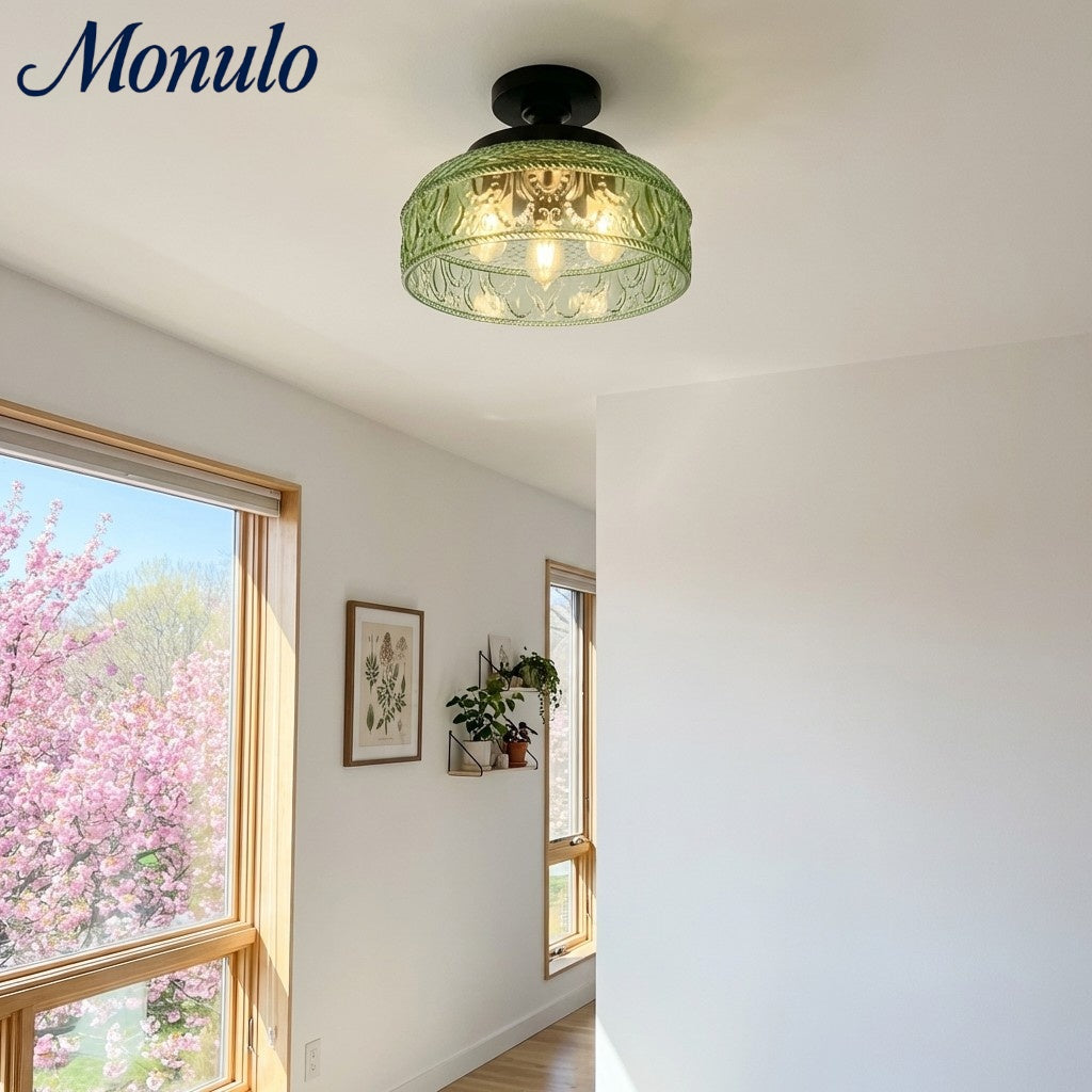 Lámpara de techo Verdoma de vidrio ondulado y metal – Diseño minimalista para dormitorio y pasillo