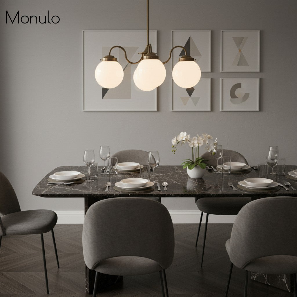 Glorica Glass Modern Decorative Glass Globe Chandelier – Modern Ceiling Light Fixture for Dining Rooms & Living Spaces