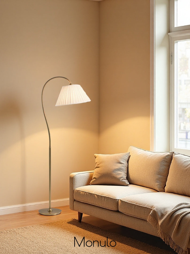 Luvora Pleated Shade Floor Lamp - Adjustable Linen Light in Farmhouse Style