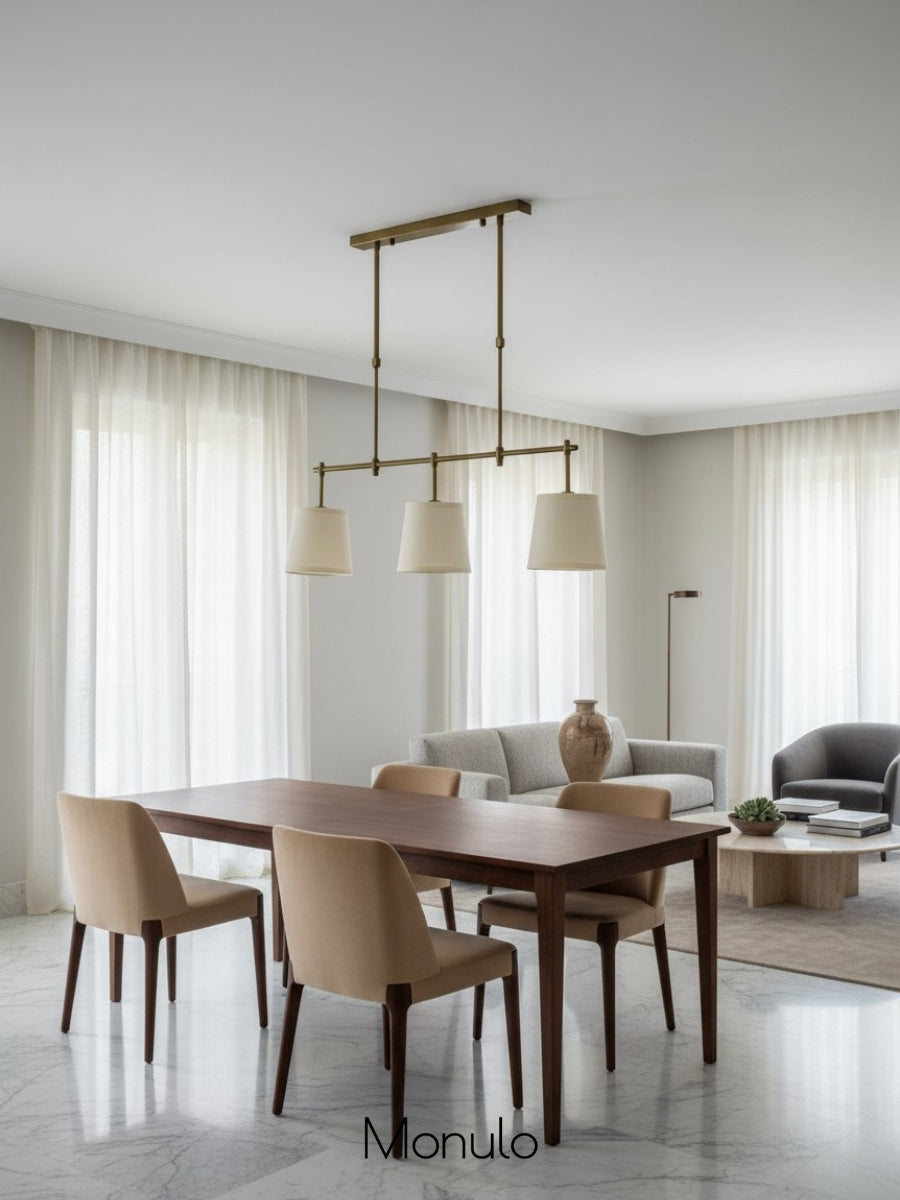 Fabric Shade Pendant Light - Linear Hanging Lamp for Kitchen Island