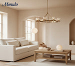 Load image into Gallery viewer, Auria Hand-Blown Glass &amp; Metal Linear Chandelier – Contemporary Multi-Arm Fixture for Dining &amp; Kitchen Island
