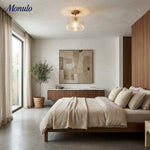 Load image into Gallery viewer, Pelviona Amber Ribbed Glass Ceiling Light – Classic Metal Frame Ceiling Fixture for Living Rooms
