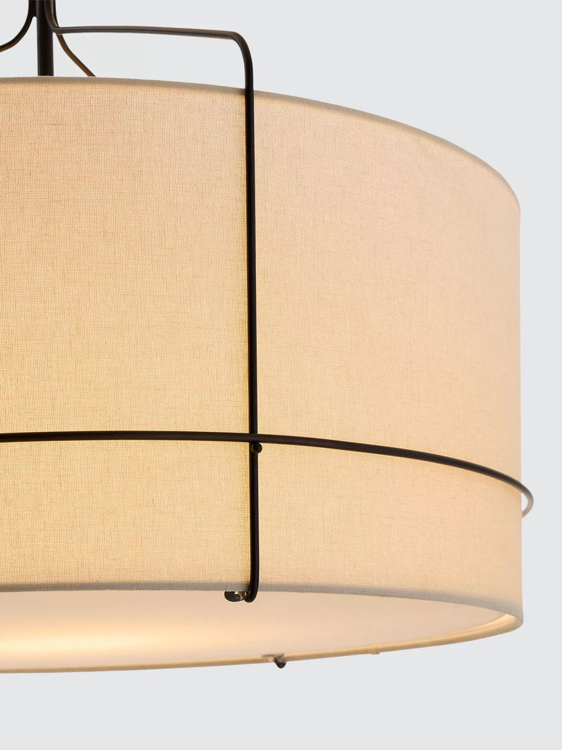 Horelia Linen Drum Pendant Light – Modern Drum Shade For Dining Room