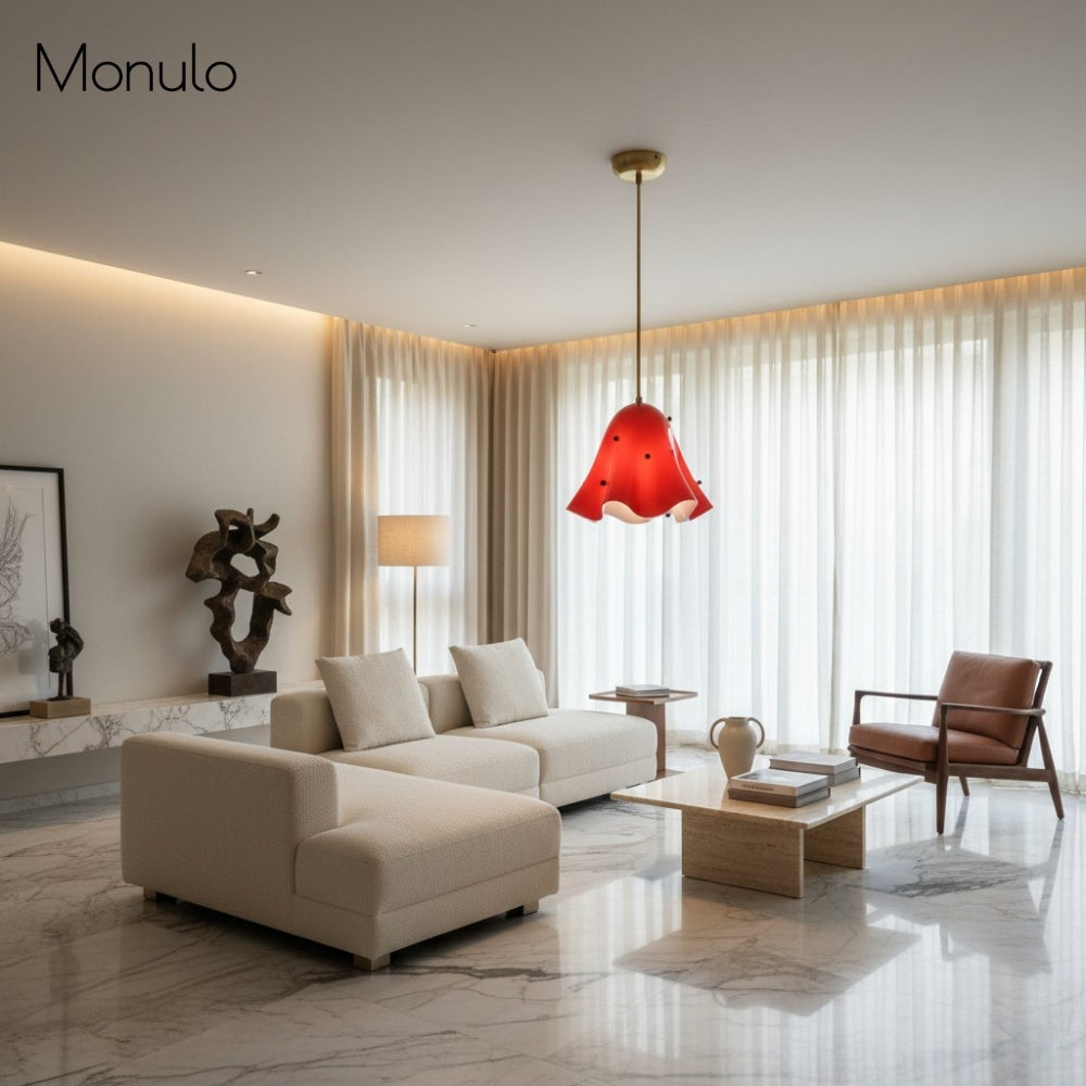 Lámpara colgante Bellina – Forma fluida de vidrio en estilo minimalista para comedor