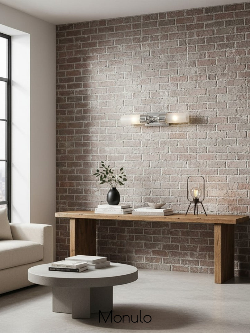 Kalvora Double Tube Wall Sconce - Aged Frosted Glass Vanity Light