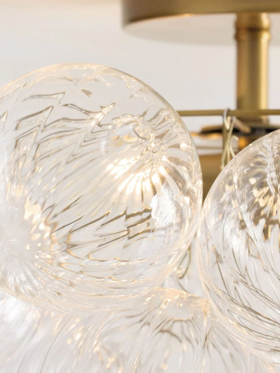 Bravira Elegant Ribbed Glass Flush-Mount Ceiling Light – Modern Low-Profile Fixture for Bedroom