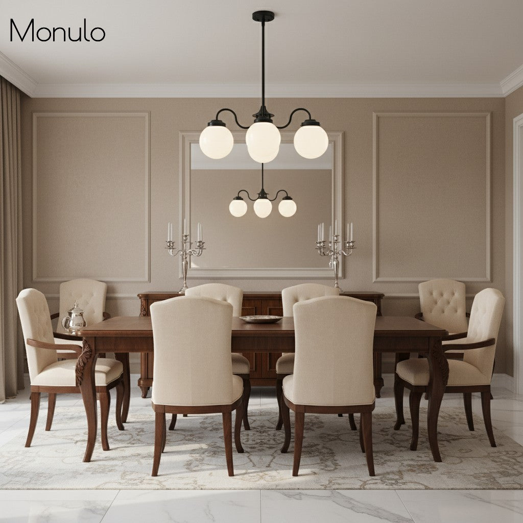 Glorica Glass Modern Decorative Glass Globe Chandelier – Modern Ceiling Light Fixture for Dining Rooms & Living Spaces