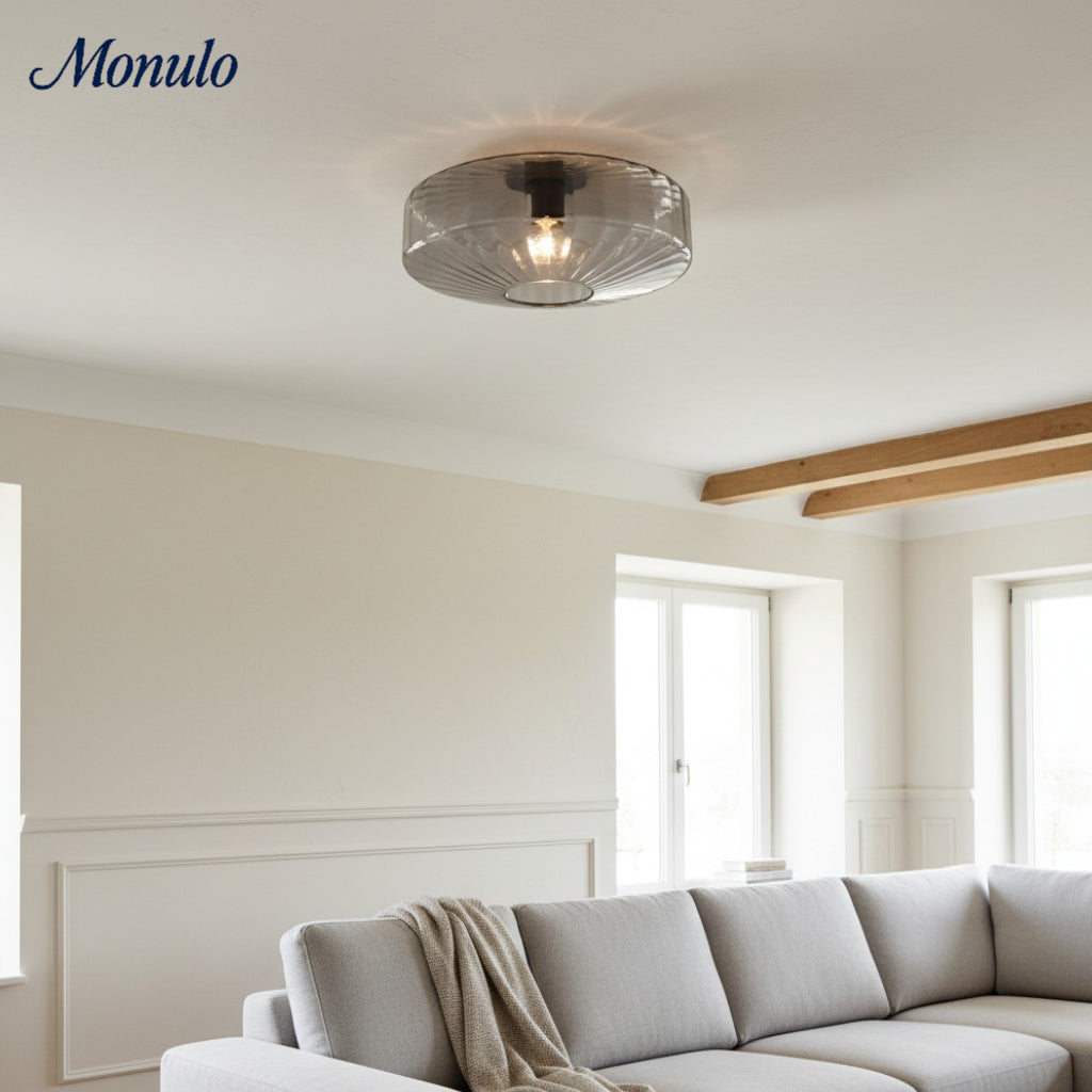 Lámpara de techo empotrada de vidrio ondulado multicolor vintage Verdoma - Lámpara de techo decorativa retro para cocina o pasillo