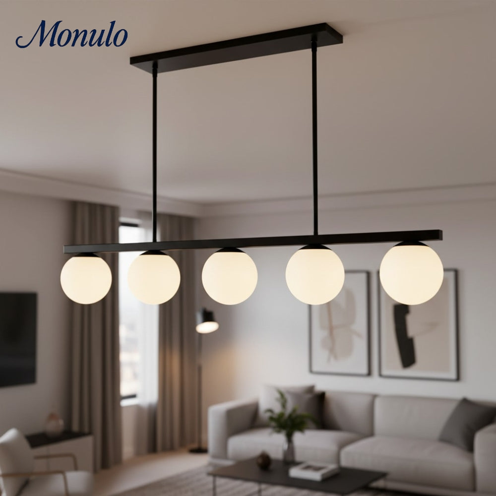 Lustre Brelia en verre opale — Plafonnier contemporain pour entrée d'hôtel et restaurant 