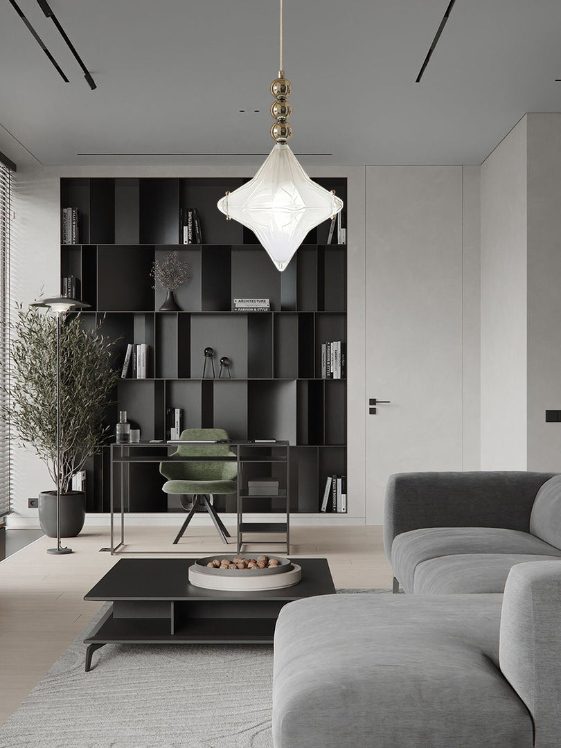 Lámpara colgante Art Déco Star de cristal esmerilado con estilo geométrico - Astris Elara 