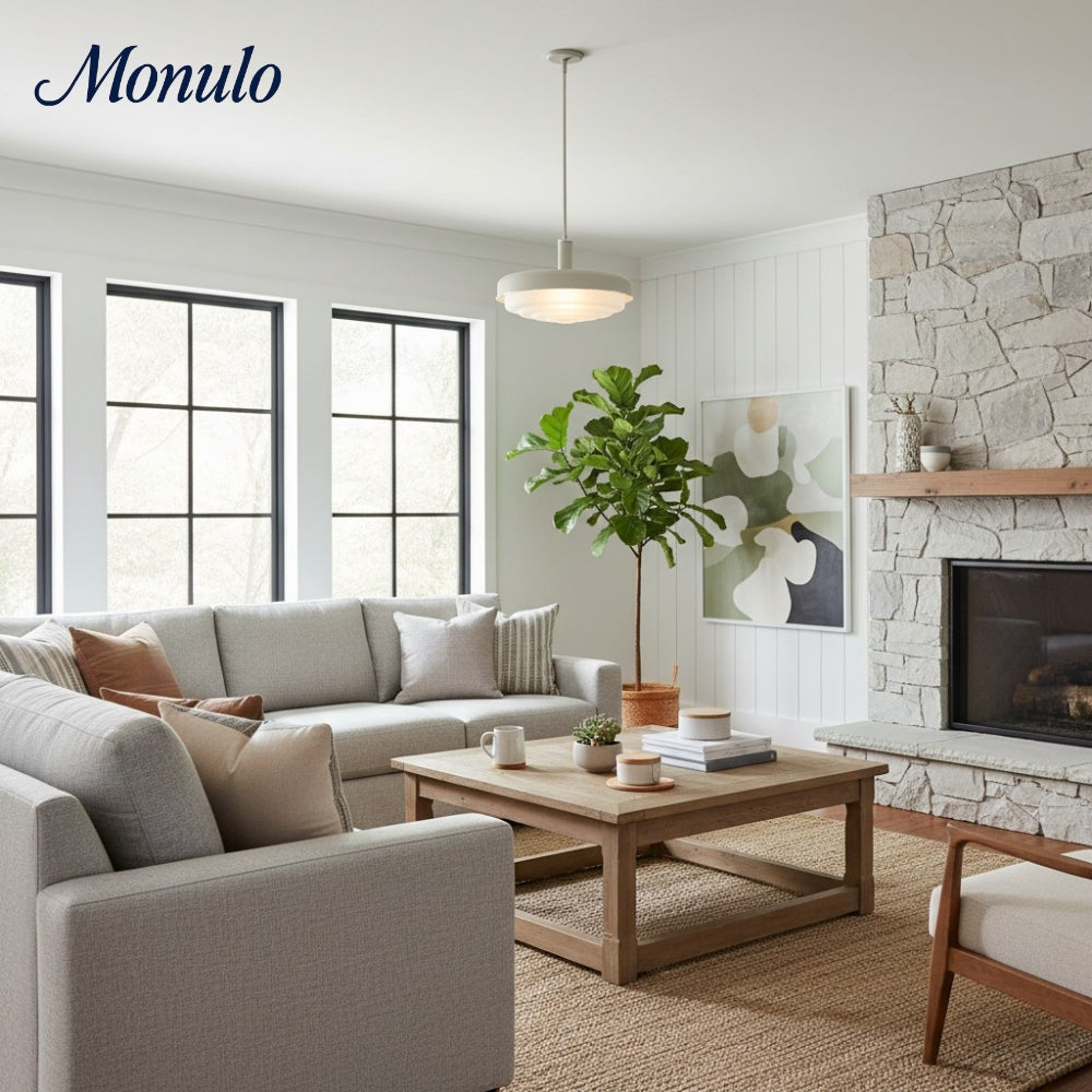 Rolvona Layered Glass Retro Pendant – Modern Minimalist Ceiling Light for Kitchen or Dining Room