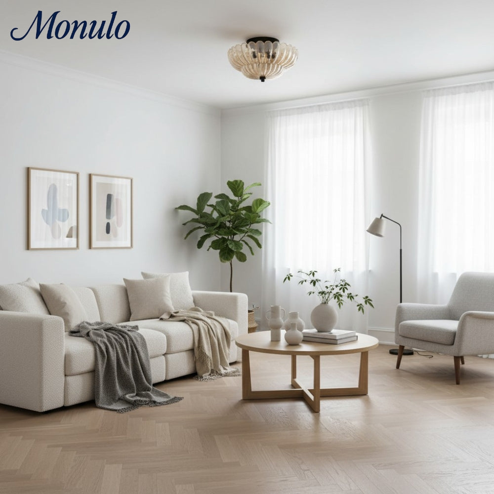 Lámpara de Techo Semiempotrada Orilanavo - Lámpara de Vidrio Moderna para Dormitorio