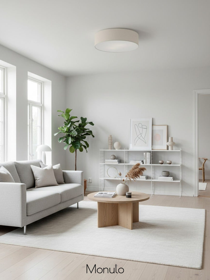 Soft Ceiling Lamp - Fabric & Acrylic Round Light for Ambient Glow