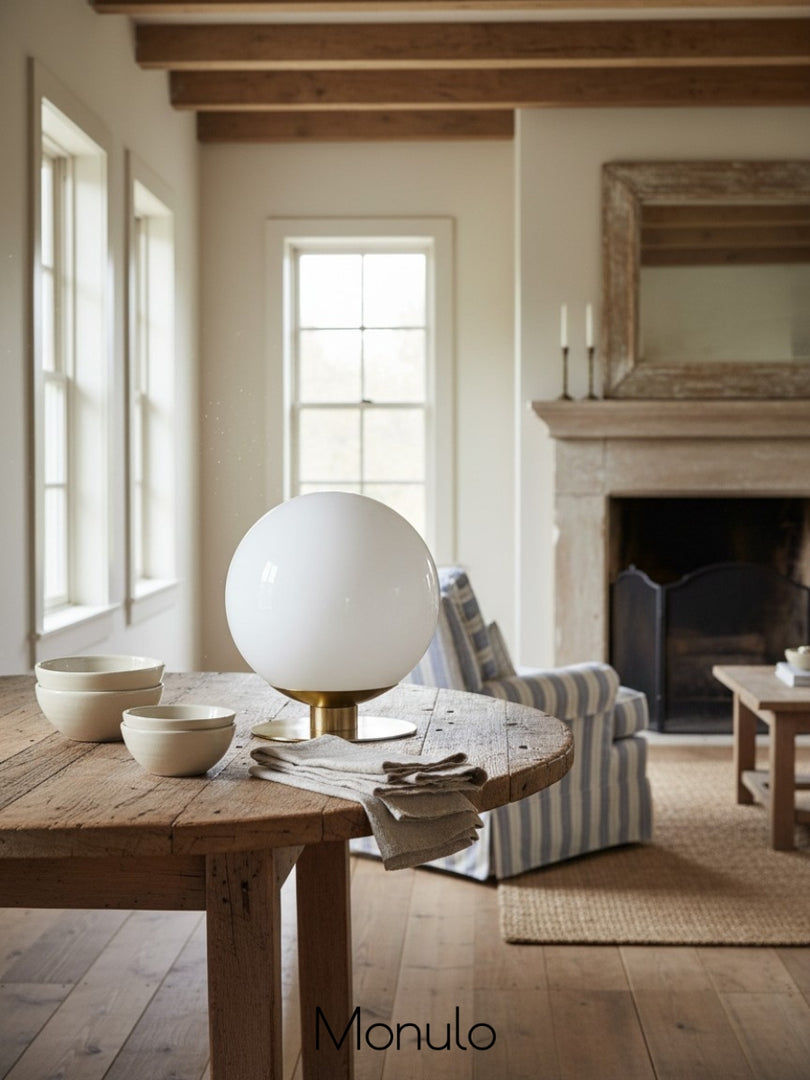 Rivolence Glass Globe Table Lamp - Elegant Modern Glass Bedside Accent