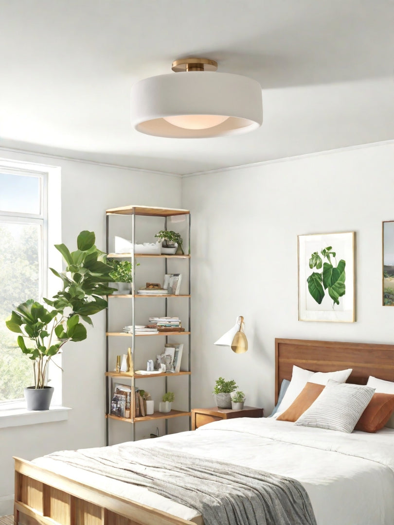 Lámpara de techo empotrada de porcelana: luminaria moderna de perfil bajo 
