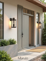 Load image into Gallery viewer, Yolvira Glass Outdoor Wall Light – Modern Metal Lantern For Porch
