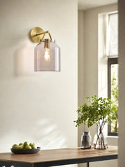 Hanton Minimal Cylinder Henry Wall Sconce - Morandi Glass and Metal Accent