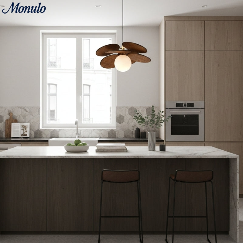 Lustre Orrise à pétales en étages - Métal moderne et tissu pour salons et salles à manger