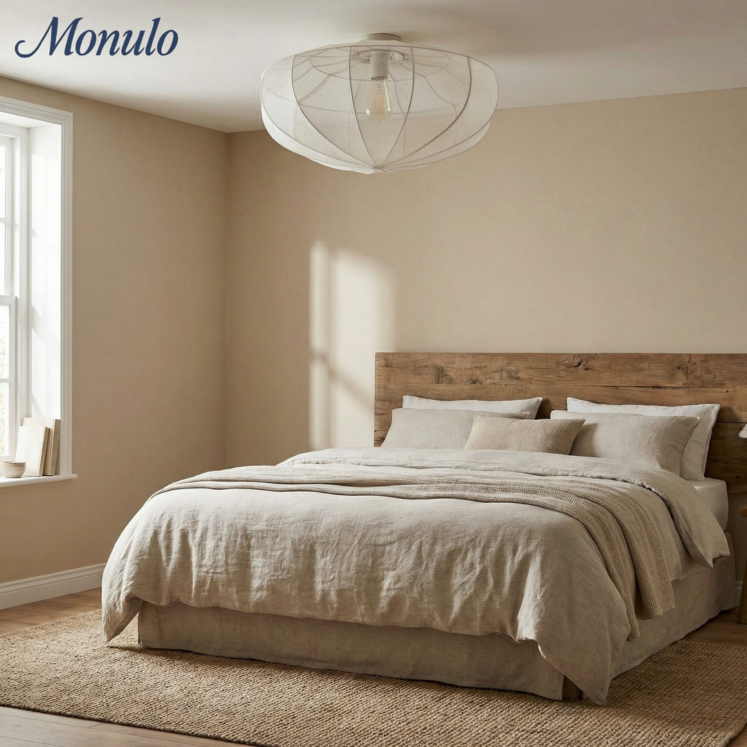 Lumifil Draped Mesh Ceiling Light – Boho Rustic Textured Shade Lamp for Living Room or Bedroom