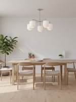 Load image into Gallery viewer, Lumivelle 5-Light Glass Chandelier – Modern Metal Round Lighting
