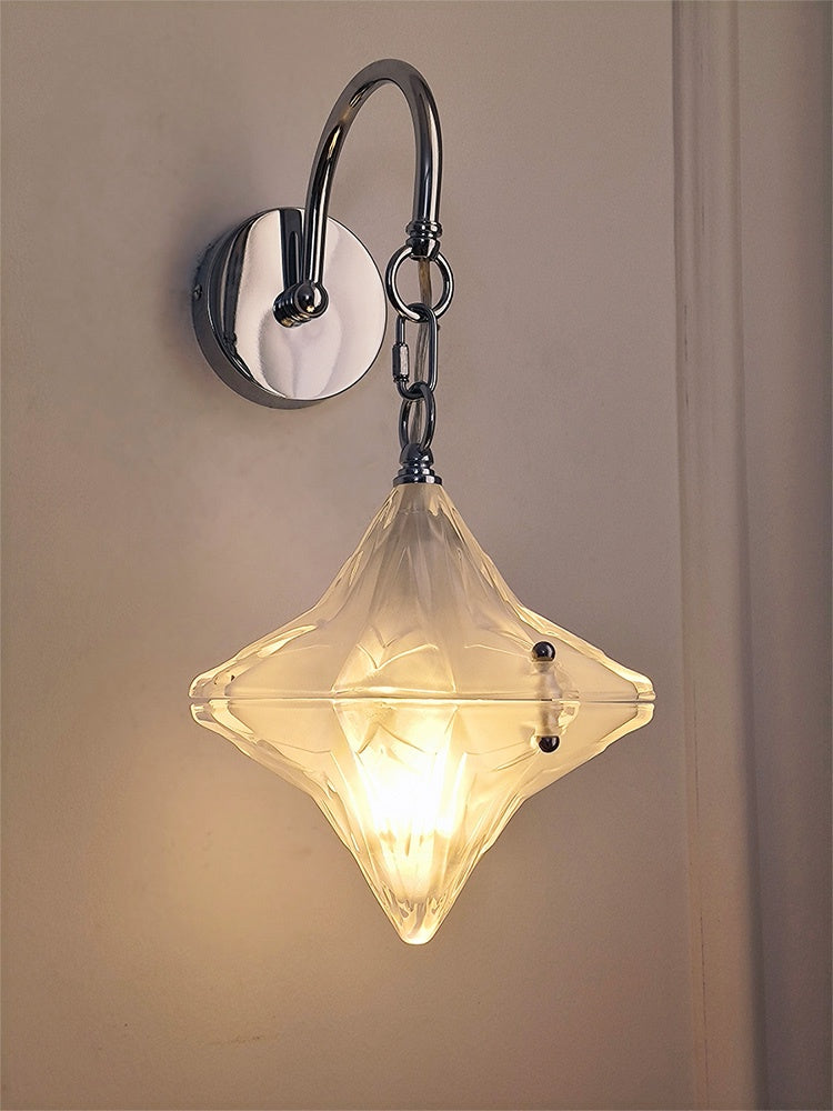 Aplique de pared Art Déco Star - Lámpara de vidrio esmerilado para pasillo - Astris Selene 