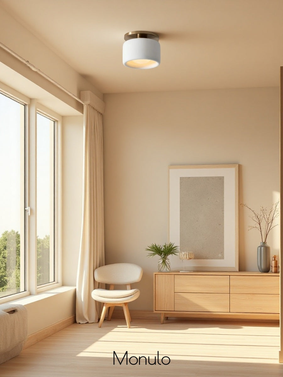 Cerova Porcelain Flush Mount Ceiling Light – Modern Low-Profile Fixture