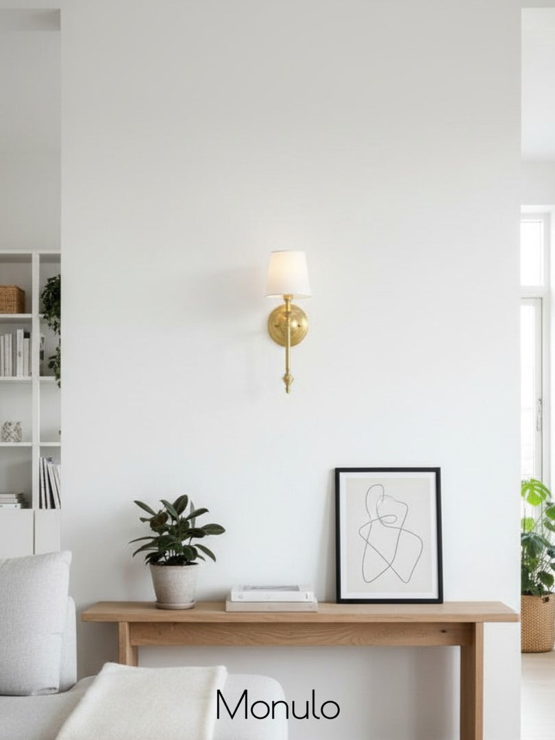 Rowan Fabric Shade Wall Sconce in Antique Copper - Vintage Luxury Light for Interiors