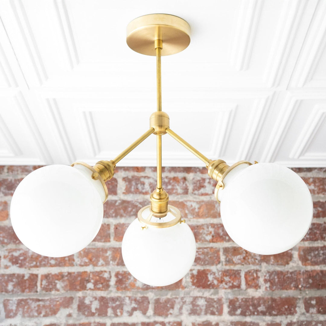 Glorica Glass Opal Globe Semi-Flush Ceiling Light – Modern Mid-Century Dining Room Fixture