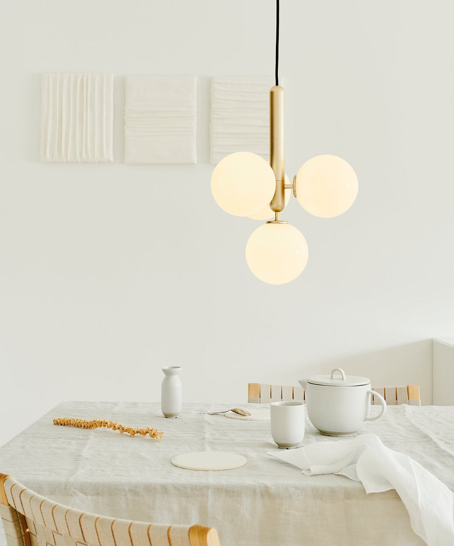 Spherical Brass Glass Plug-In Swag Pendant
