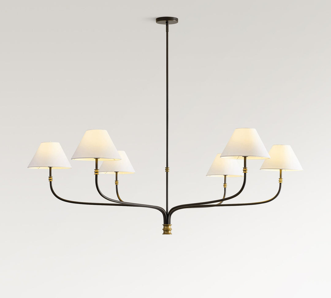 Lámpara de araña Calin de tela blanca de 6 luces: elegancia moderna de mediados de siglo