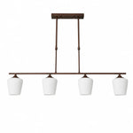 Load image into Gallery viewer, Strellux Coffee Brown linear chandelier with four white opal glass shades