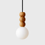 Cargar imagen en el visor de la Galería, Sculptural Wood Bead Globe Pendant Light