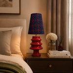 Load image into Gallery viewer, Embroidered Fabric and Sculptural Ceramic Table Lamp