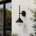 Charger l'image dans la visionneuse de galerie, black and white outdoor wall sconce mounted on a garden exterior wall