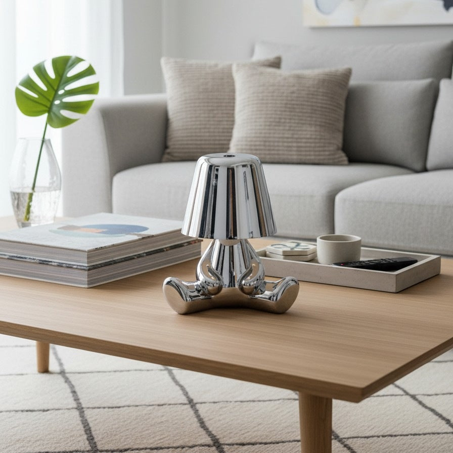 Aurabrova Wiederaufladbare Tischlampe in Menschenform – Moderne Aluminiumlampe für das Wohnzimmer