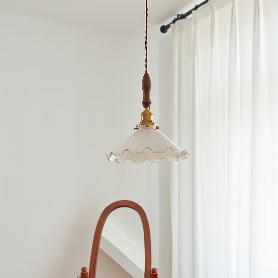 White Sculptural Glass Plug-In Pendant