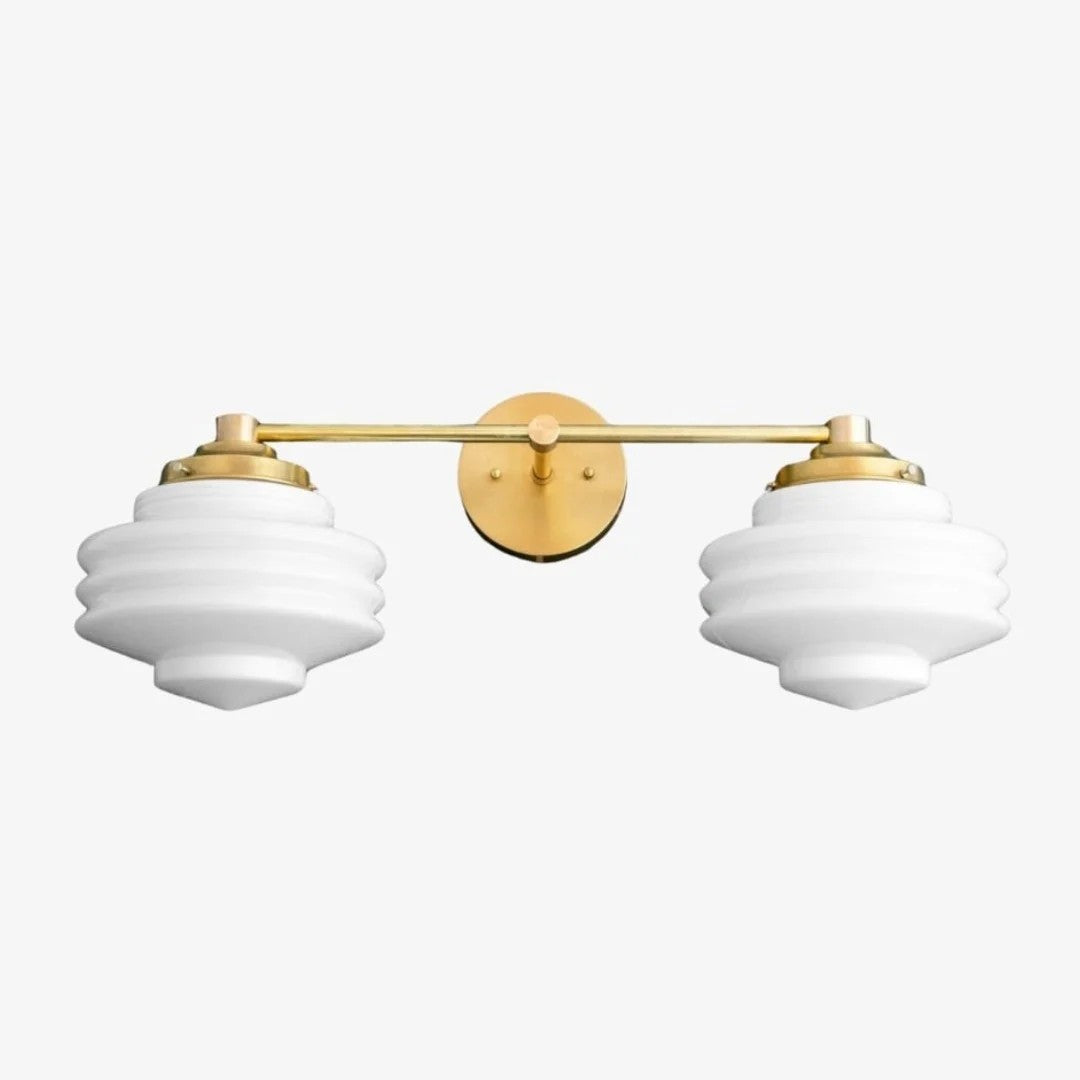 Geotower Glass Art Deco Metal Wall Sconce - Modern Industrial Glass Shade Wall Lamp for Bathroom and Living Room