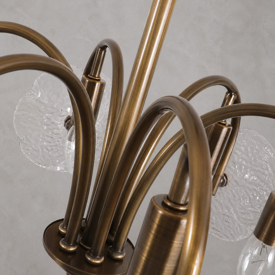 Brass Flower Glass Chandelier