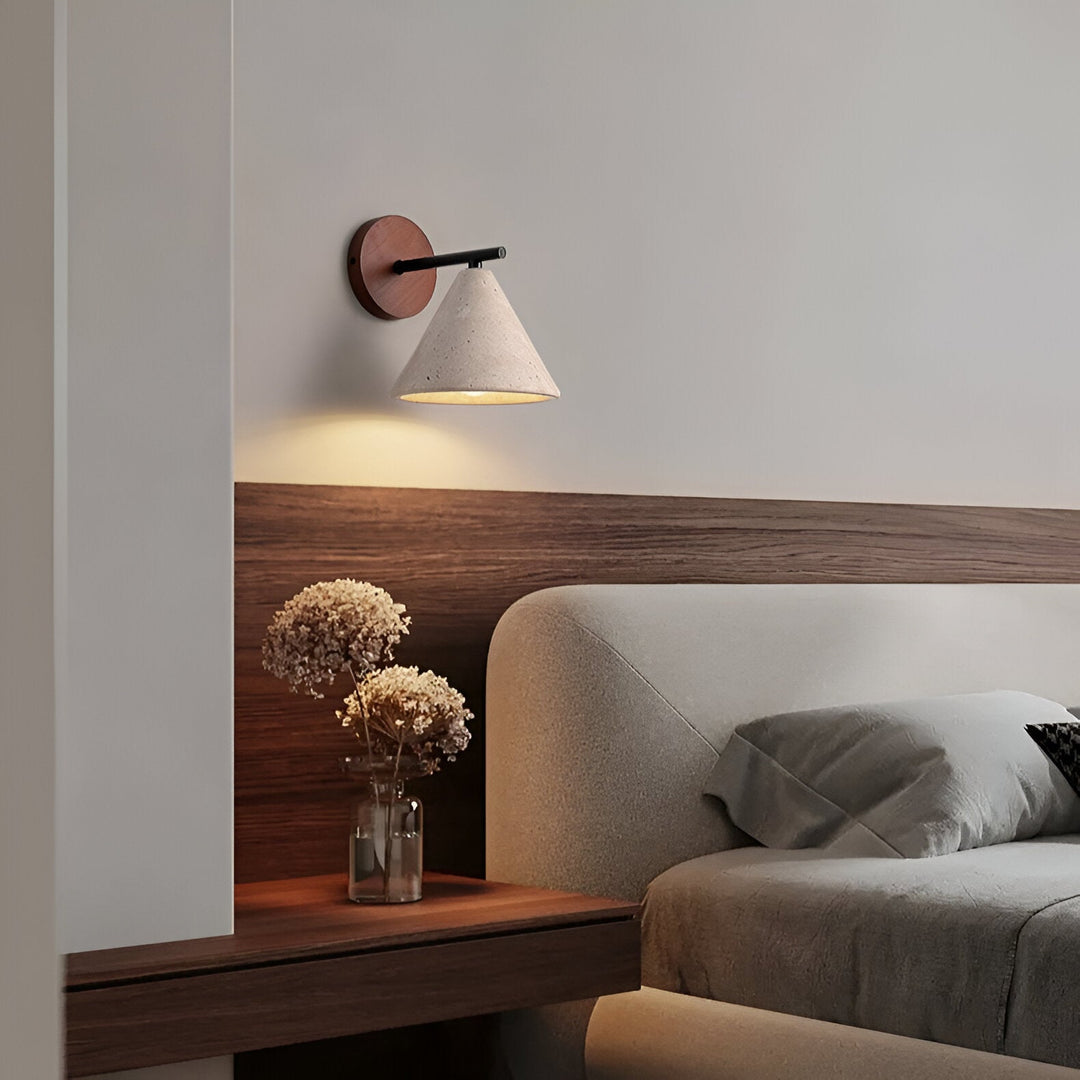 Yellow Travertine Cone LED Wall Light