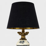 Load image into Gallery viewer, Black fabric shade and brass tone inner rim detail